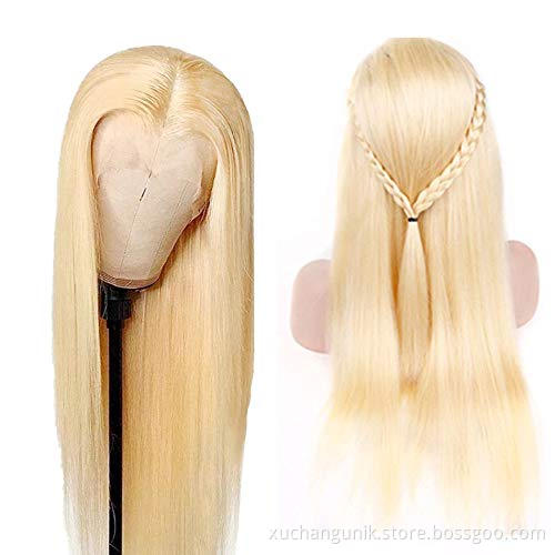 Uniky Wholesale Blonde Virgin Straight Hair 613 Lace Front Human Hair Wig 150% 13x4 Lace Wig For Black Women